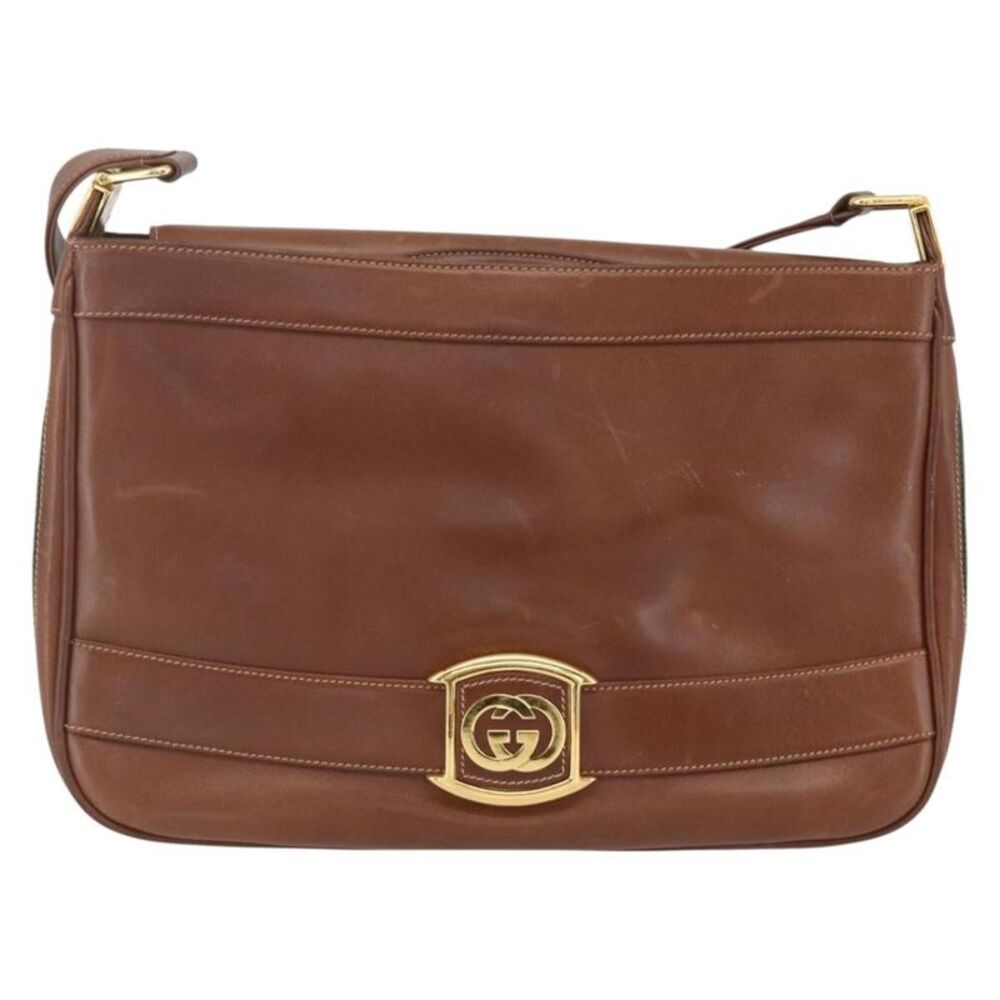 Gucci Sherry Line Shoulder Leather Brown Leather Handbag